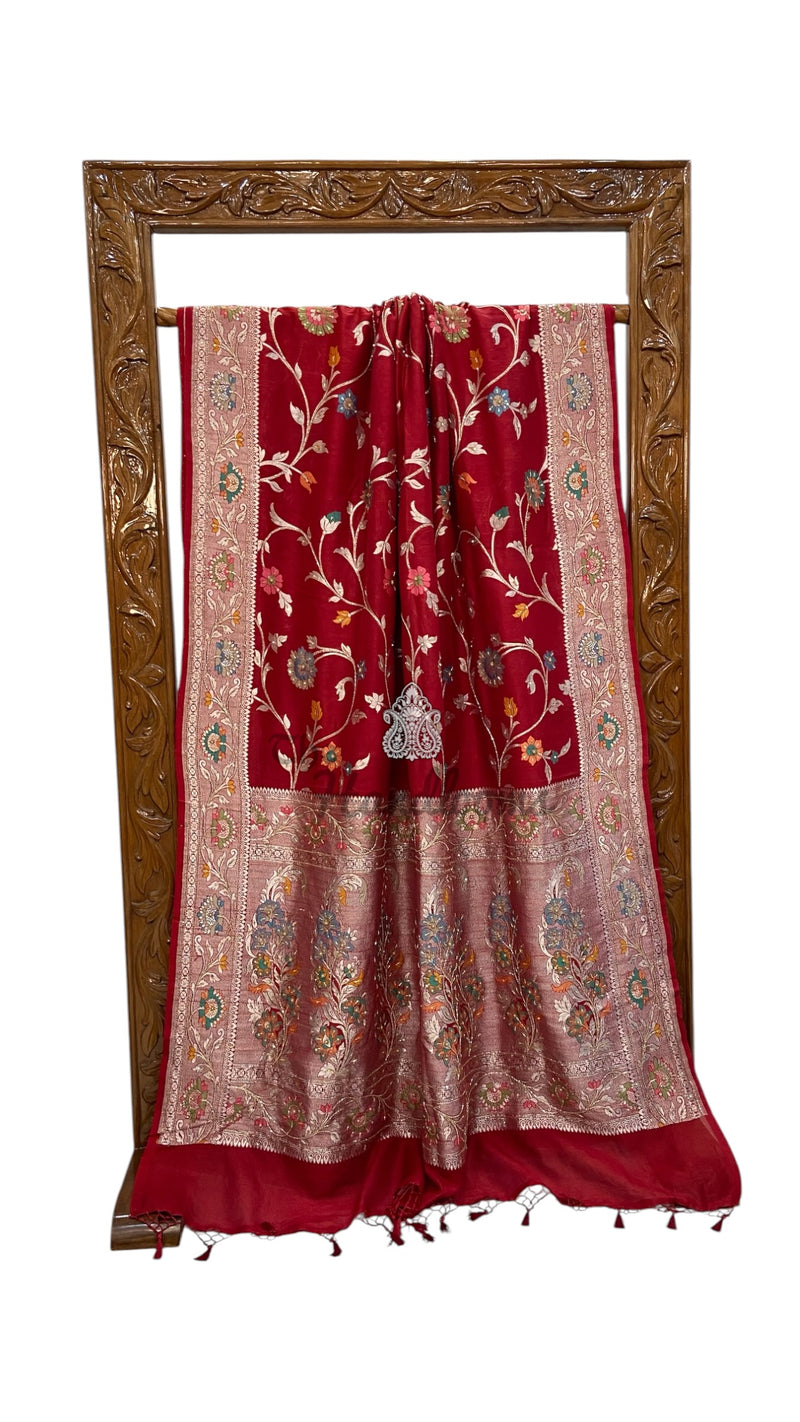 Pure Tussar Georgette Handloom Banarasi Saree With Handwork