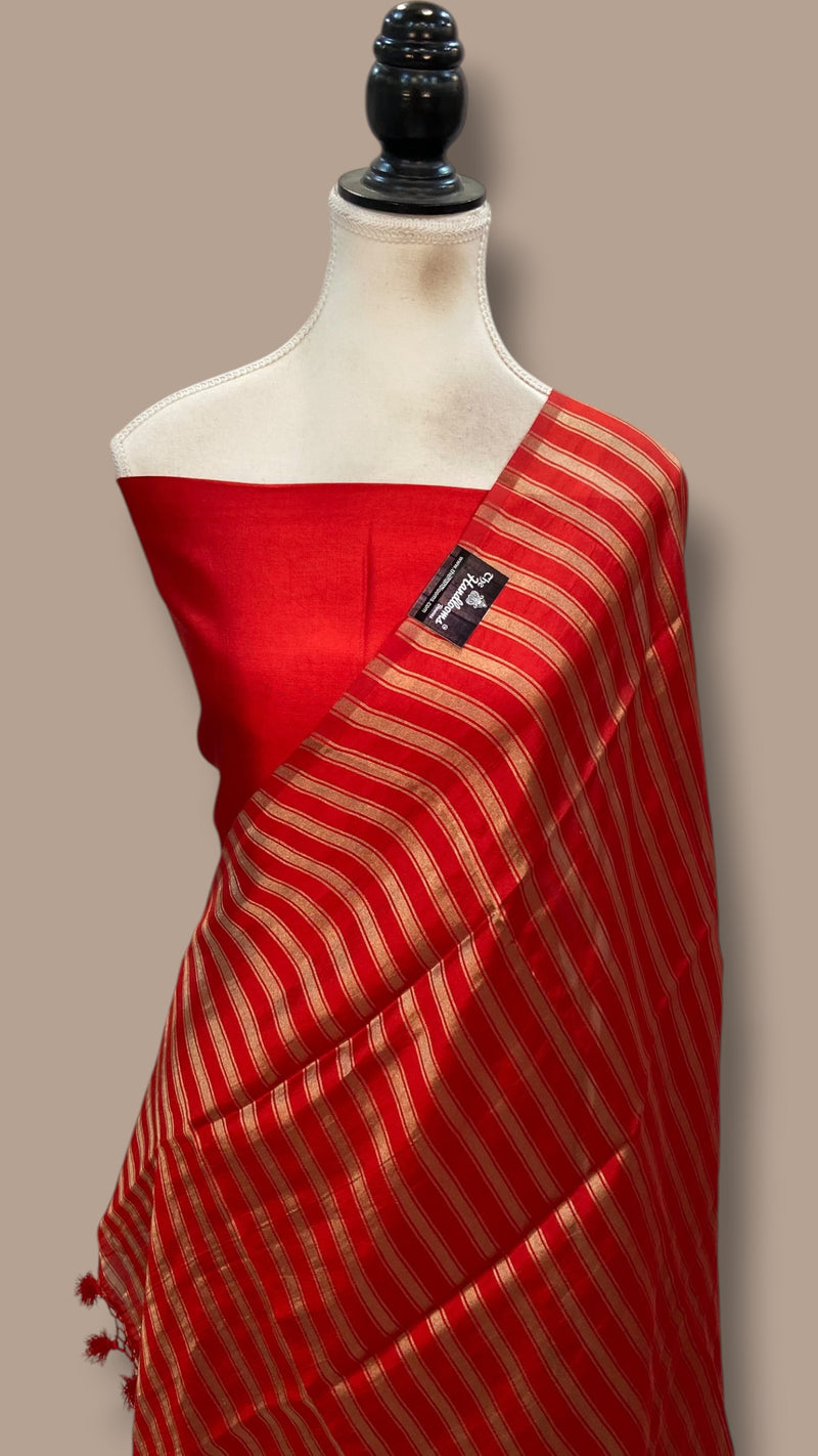 Pure Mango Silk Handloom Banarasi Dress Material - The Handlooms