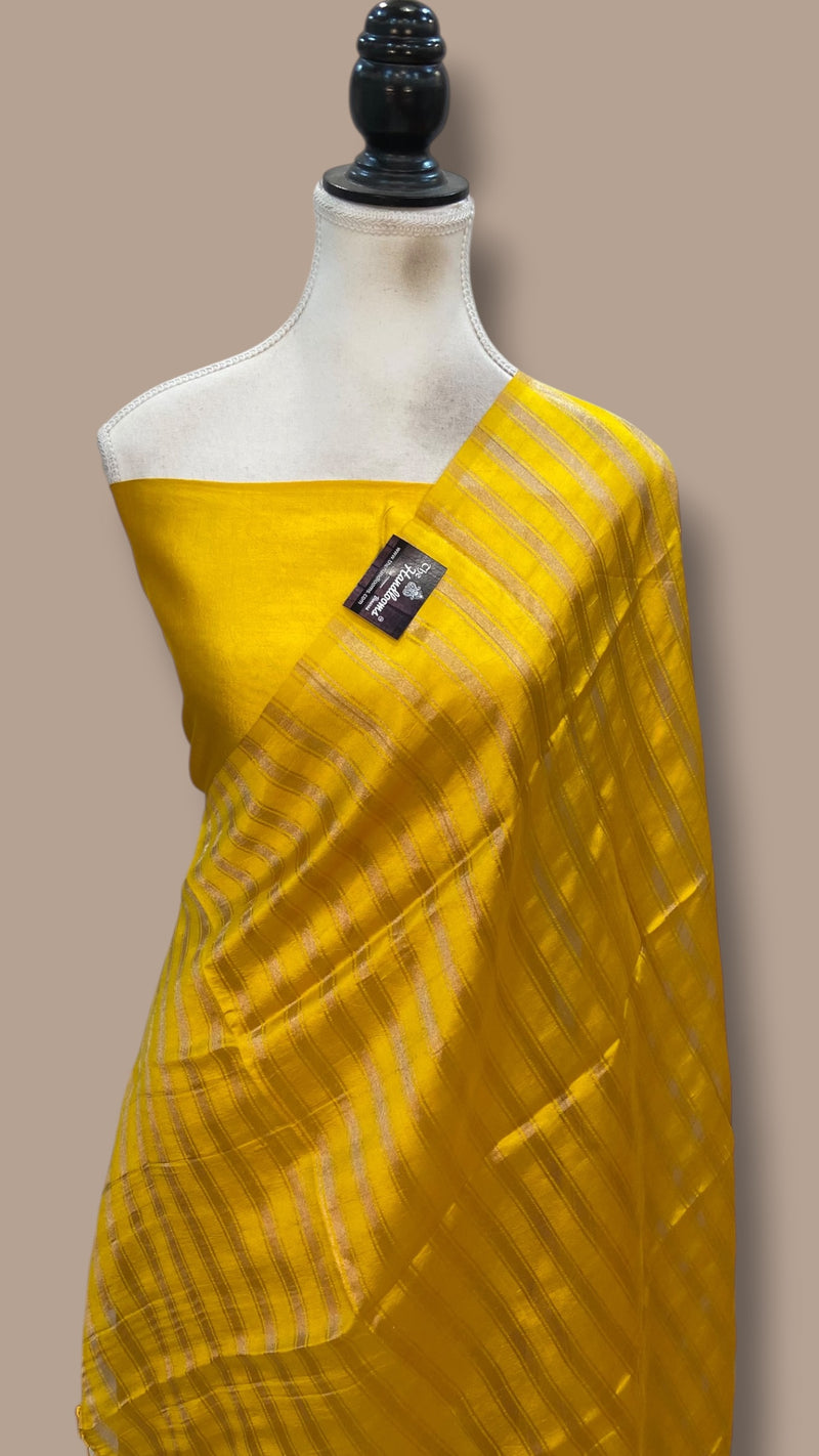 Pure Mango Silk Handloom Banarasi Dress Material - The Handlooms