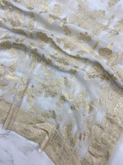 Pure Khaddi Georgette Dupatta - water zari - The Handlooms