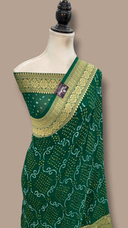 Pure Georgette Banarasi Bandhej Handloom Saree - The Handlooms