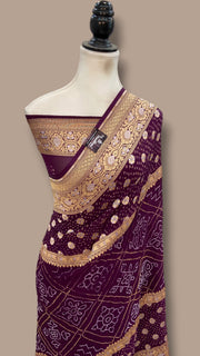 Pure Georgette Banarasi Bandhej Handloom Saree - The Handlooms