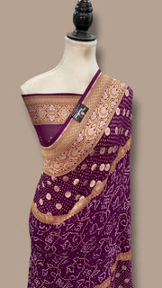 Pure Georgette Banarasi Bandhej Handloom Saree - The Handlooms