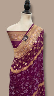 Pure Georgette Banarasi Bandhej Handloom Saree - The Handlooms