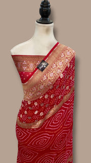 Pure Georgette Banarasi Bandhej Handloom Saree - The Handlooms