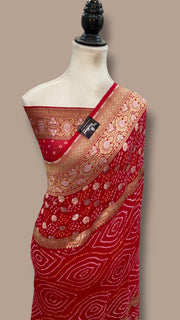 Pure Georgette Banarasi Bandhej Handloom Saree - The Handlooms