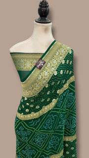 Pure Georgette Banarasi Bandhej Handloom Saree - The Handlooms