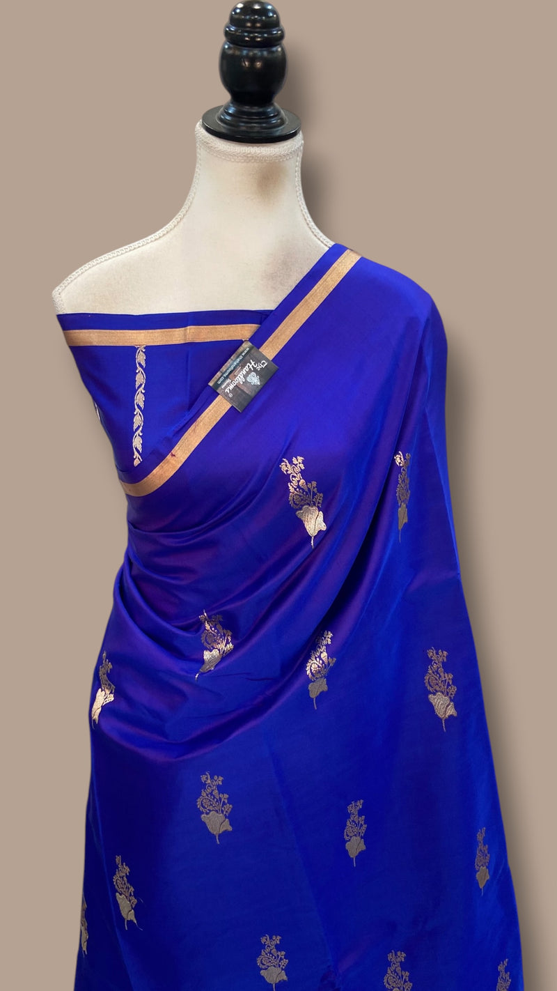 Pure Satan Silk Banarasi Handloom Saree - All Over Sona Roopa Kadua Motifs