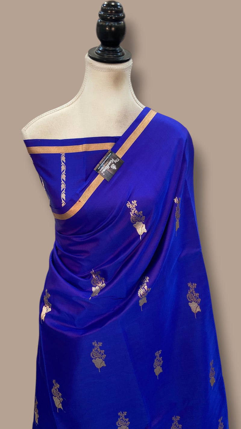 Pure Satan Silk Banarasi Handloom Saree - All Over Sona Roopa Kadua Motifs