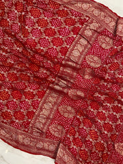 Pure Georgette Banarasi Bandhej Handloom Saree - The Handlooms