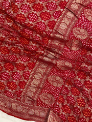 Pure Georgette Banarasi Bandhej Handloom Saree - The Handlooms