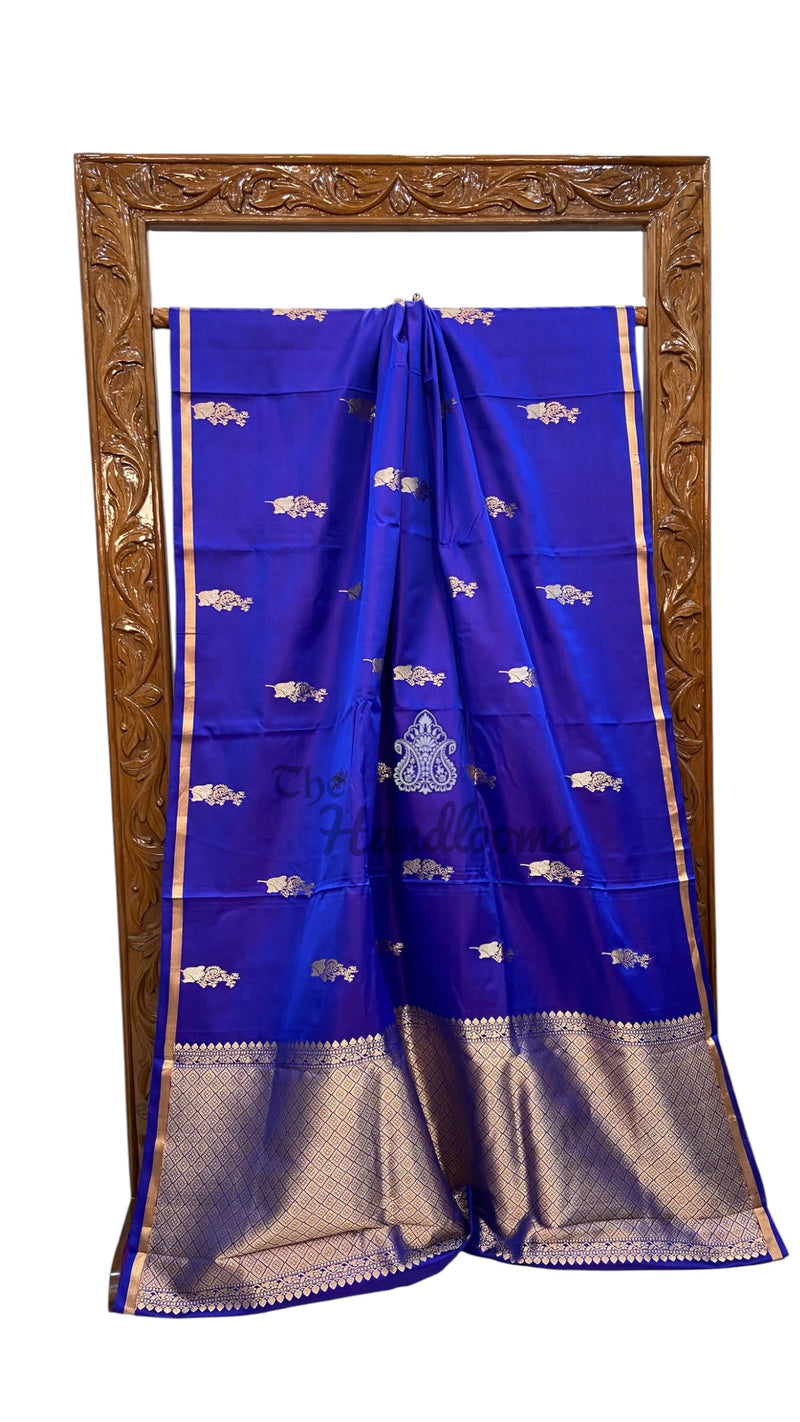 Pure Satan Silk Banarasi Handloom Saree - All Over Sona Roopa Kadua Motifs