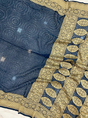 Pure Georgette Banarasi Bandhej Handloom Saree - The Handlooms