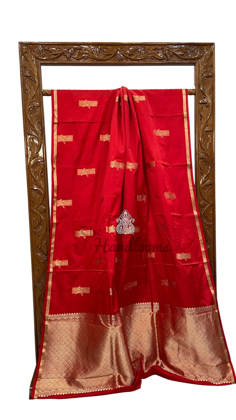 Pure Satan Silk Banarasi Handloom Saree - All Over Sona Roopa Kadua Motifs