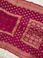 Pure Georgette Banarasi Bandhej Handloom Saree - The Handlooms
