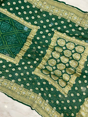Pure Georgette Banarasi Bandhej Handloom Saree - The Handlooms