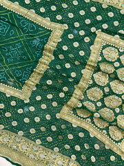 Pure Georgette Banarasi Bandhej Handloom Saree - The Handlooms