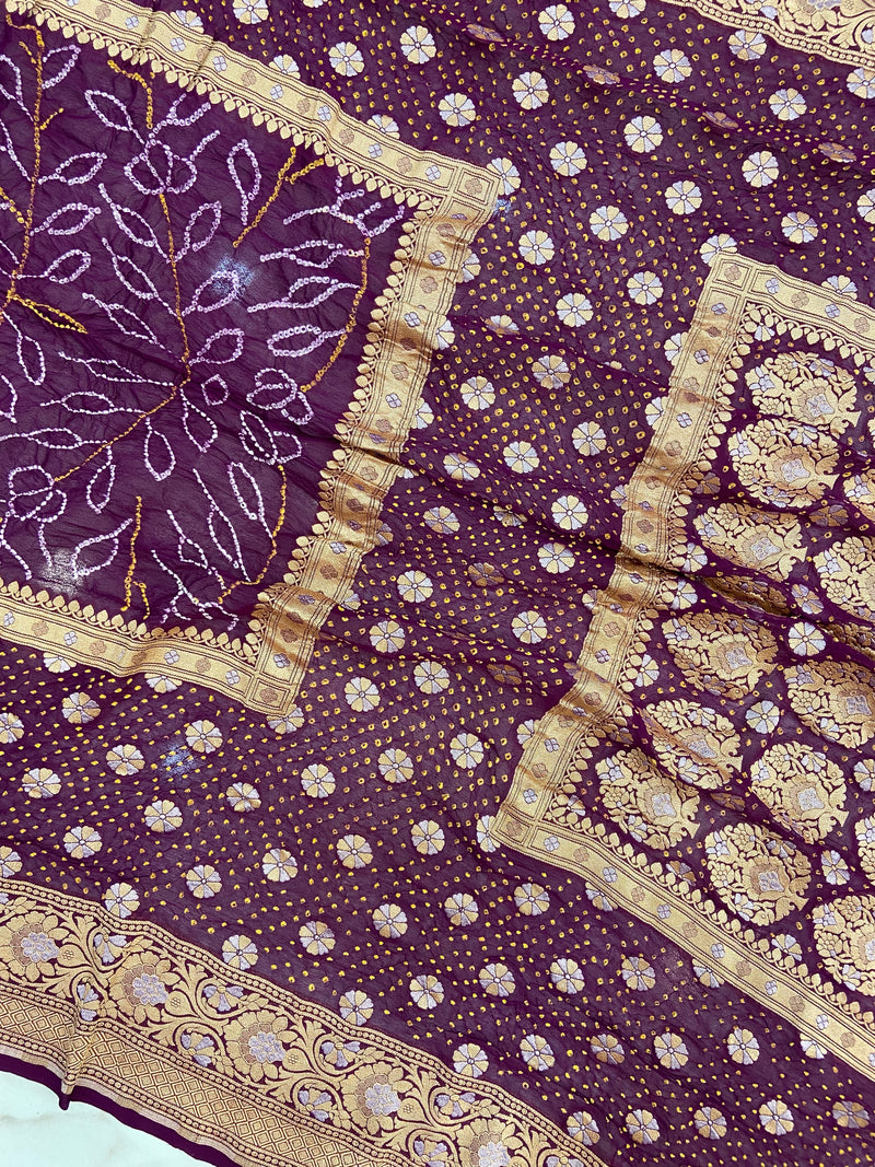 Pure Georgette Banarasi Bandhej Handloom Saree
