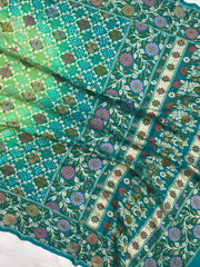 Pure Georgette Banarasi Bandhej Handloom Saree - Meenakari - The Handlooms