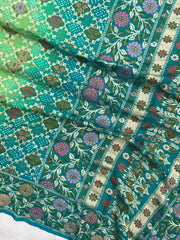 Pure Georgette Banarasi Bandhej Handloom Saree - Meenakari - The Handlooms