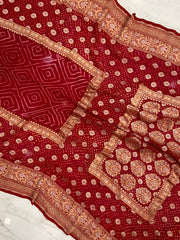 Pure Georgette Banarasi Bandhej Handloom Saree - The Handlooms