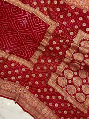 Pure Georgette Banarasi Bandhej Handloom Saree - The Handlooms