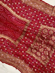 Pure Georgette Banarasi Bandhej Handloom Saree - The Handlooms