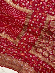 Pure Georgette Banarasi Bandhej Handloom Saree - The Handlooms