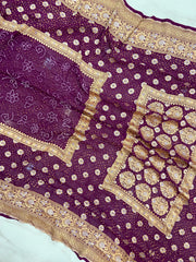 Pure Georgette Banarasi Bandhej Handloom Saree - The Handlooms