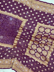 Pure Georgette Banarasi Bandhej Handloom Saree - The Handlooms