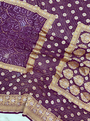 Pure Georgette Banarasi Bandhej Handloom Saree - The Handlooms