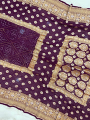 Pure Georgette Banarasi Bandhej Handloom Saree - The Handlooms