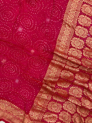 Pure Georgette Banarasi Bandhej Handloom Saree - The Handlooms