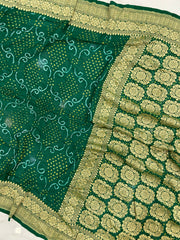 Pure Georgette Banarasi Bandhej Handloom Saree - The Handlooms