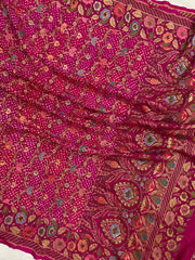 Pure Georgette Banarasi Bandhej Handloom Dupatta - The Handlooms