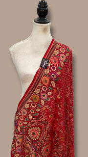 Pure Georgette Banarasi Bandhej Handloom Dupatta - The Handlooms