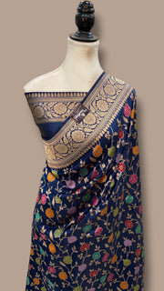 Pure Katan Silk Banarasi Handloom Saree - All Over Jaal Work With Meenakari - The Handlooms