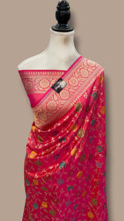 Pure Katan Silk Banarasi Handloom Saree - All Over Jaal Work With Meenakari - The Handlooms
