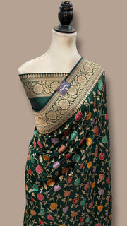 Pure Katan Silk Banarasi Handloom Saree - All Over Jaal Work With Meenakari - The Handlooms