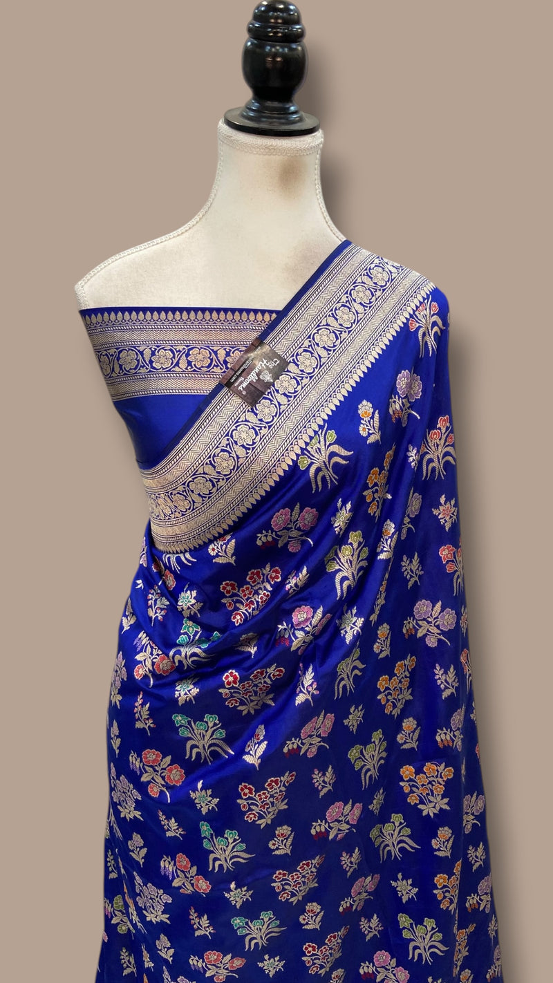 Pure Katan Silk Banarasi Handloom Saree - All Over Jaal Work With Meenakari - The Handlooms