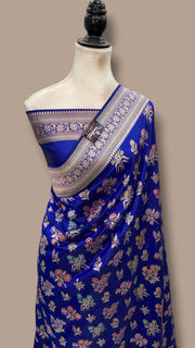 Pure Katan Silk Banarasi Handloom Saree - All Over Jaal Work With Meenakari - The Handlooms