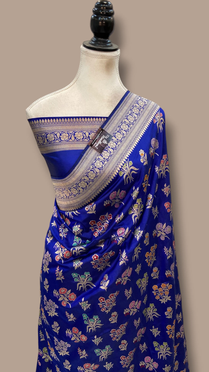 Pure Katan Silk Banarasi Handloom Saree - All Over Jaal Work With Meenakari - The Handlooms