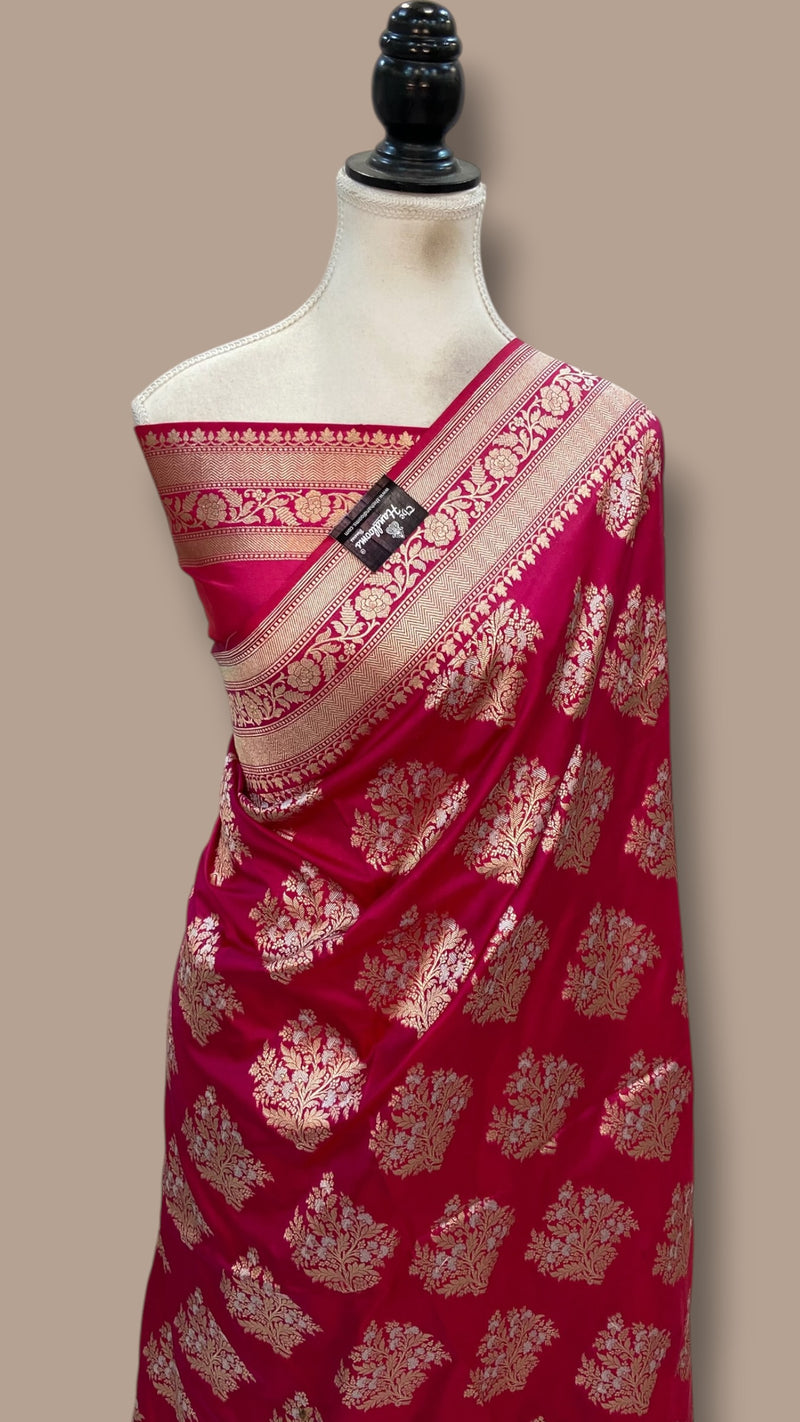 Pure Katan Silk Banarasi Handloom Saree - All Over Sona Roopa Jaal Work - The Handlooms