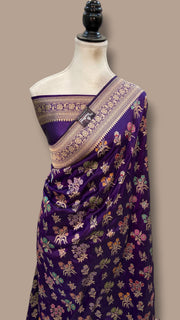 Pure Katan Silk Banarasi Handloom Saree - All Over Jaal Work With Meenakari - The Handlooms