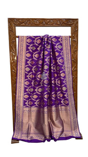 Pure Katan Silk Banarasi Handloom Saree - All Over Jaal Work With Meenakari - The Handlooms