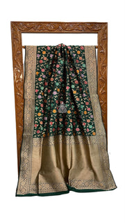 Pure Katan Silk Banarasi Handloom Saree - All Over Jaal Work With Meenakari - The Handlooms