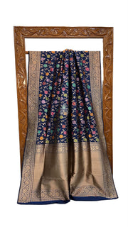 Pure Katan Silk Banarasi Handloom Saree - All Over Jaal Work With Meenakari - The Handlooms