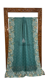 Pure Georgette Chikankari Handloom Banarasi Saree - The Handlooms