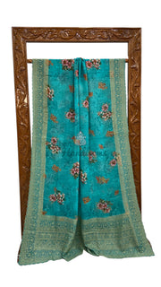 Pure Georgette Handloom Banarasi Saree - Chikanka With Digital Print - The Handlooms