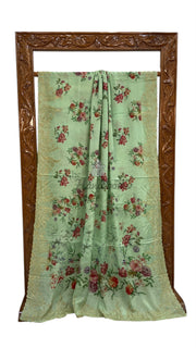 Pure Georgette Handloom Banarasi Saree - Chikanka With Digital Print - The Handlooms